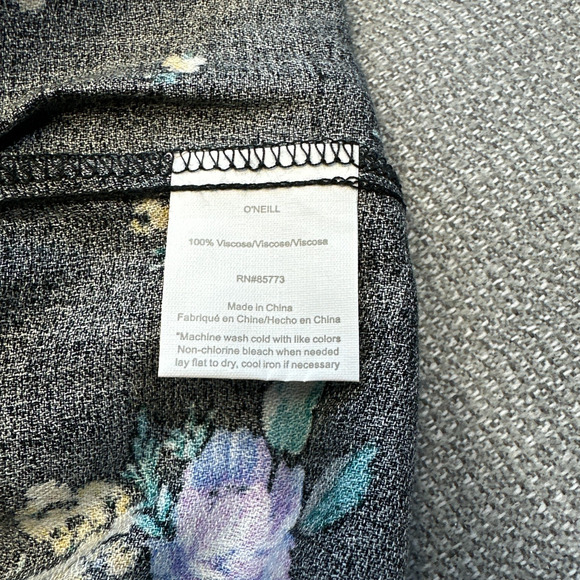 O'Neill Mini Dress Womens Small Alta Black Floral Open Back Puff‎ Sleeve Cottage - Picture 5 of 7